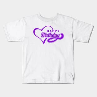 Happy Birthday Purple Love Heart Kids T-Shirt